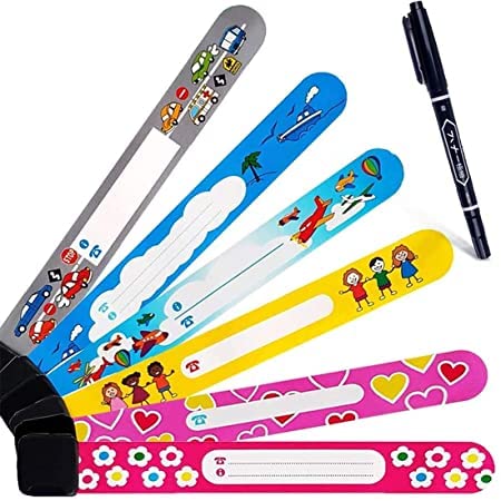 Kinder Namensarmband 12 Stück Sos Armband Notfall-Armband Kinder ID Armband Infoband Kinder mit 1 Marker Stift (12er-Pack) von O-Kinee