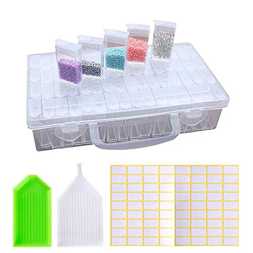 O-Kinee Diamond Painting Aufbewahrungsbox,64 Fächer Diamant Stickerei Sortierbox mit aufklebern、trichterplatte,Aufbewahrungbox in Stabiler Diamond Painting Box für Nägel, Strass, Perlen, DIY Handwerk O-Kinee Diamond Painting Aufbewahrungsbox,64 Fächer Diamant Stickerei Sortierbox mit aufklebern、trichterplatte,Aufbewahrungbox in Stabiler Diamond Painting Box für Nägel, Strass, Perlen, DIY Handwerk von O-Kinee