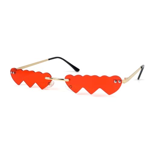 O-Kinee Herzförmige Sonnenbrille, Retro Sonnenbrille in Herzform, lustige Sonnenbrille, Sonnenbrillen Dekoration für Hippie Party, ideal für Partys und Fotos（Rot） von O-Kinee