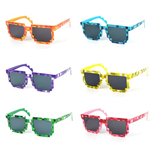 O-Kinee Pixel Mosaik Brille Bunt 6 Pack ，MLG Brille Pixelbrille Sonnenbrille Pixel Brille Lustig Spielzeug Mosaik Sunglasses Ideal für Partys und Verkleidungen von O-Kinee