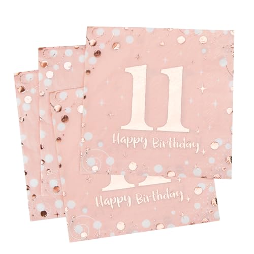 Servietten 11. geburtstag, 30 Stück Rosa Geburtstags Servietten, Happy Birthday 11 Servietten, 3-Lagig Milestone 11 Tischdekoration Papierservietten für Junge mädchen Geburtstag Feiern Party Jubiläum Servietten 11. geburtstag, 30 Stück Rosa Geburtstags Servietten, Happy Birthday 11 Servietten, 3-Lagig Milestone 11 Tischdekoration Papierservietten für Junge mädchen Geburtstag Feiern Party Jubiläum von O-Kinee