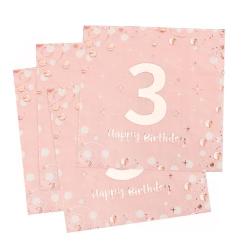 Servietten 3. geburtstag, 30 Stück Rosa Geburtstags Servietten, Happy Birthday 3 Servietten, 3-Lagig Milestone 3 Tischdekoration Papierservietten für Junge mädchen Geburtstag Feiern Party Jubiläum Servietten 3. geburtstag, 30 Stück Rosa Geburtstags Servietten, Happy Birthday 3 Servietten, 3-Lagig Milestone 3 Tischdekoration Papierservietten für Junge mädchen Geburtstag Feiern Party Jubiläum von O-Kinee