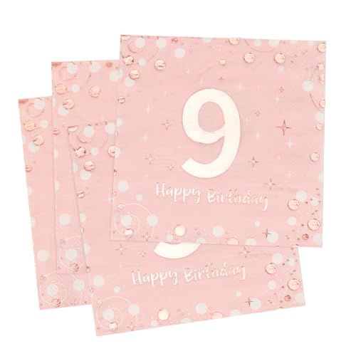 Servietten 9. geburtstag, 30 Stück Rosa Geburtstags Servietten, Happy Birthday 9 Servietten, 3-Lagig Milestone 9 Tischdekoration Papierservietten für Junge mädchen Geburtstag Feiern Party Jubiläum Servietten 9. geburtstag, 30 Stück Rosa Geburtstags Servietten, Happy Birthday 9 Servietten, 3-Lagig Milestone 9 Tischdekoration Papierservietten für Junge mädchen Geburtstag Feiern Party Jubiläum von O-Kinee