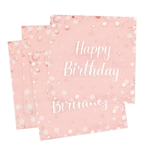 Servietten Geburtstag, 30 Stück Rosa Geburtstags Servietten, Happy Birthday Servietten, Mädchen Geburtstags Tischdekoration, 3-Lagig Papierservietten für Frau mädchen Geburtstag Feiern Party Jubiläum Servietten Geburtstag, 30 Stück Rosa Geburtstags Servietten, Happy Birthday Servietten, Mädchen Geburtstags Tischdekoration, 3-Lagig Papierservietten für Frau mädchen Geburtstag Feiern Party Jubiläum von O-Kinee