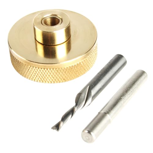 O'SKOOL Das Vorlagenführungsadapter-Einlagen-Set aus massivem Messing mit 1/8-Zoll Spiralfräser aus Hartmetall und 1/4-Zoll Schaft,Solid Brass Router Inlay Kit von O'SKOOL
