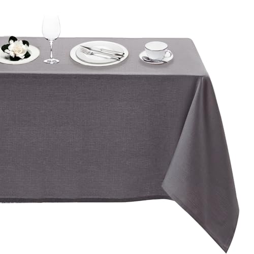 O2frepak Rechteckige Tischdecke aus Leinen,Wasserfest und Schmutzabweisend,Knitterfrei, Dekorativer Stoff,Tischdecke im Landhausstil für Essen,Partys,Buffets und Hochzeiten(132x178cm,Grau) von O2frepak