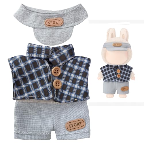 O³ Puppenkleidung für 17cm Puppe - Passend für Labubu - Kleidung Set mit Outfit und Zubehör - Feschenk für Kinder und Puppenmamas (Blau 1) von O³