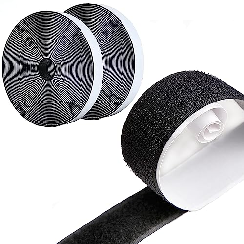 Klettband Selbstklebend 5M×2CM,Klettverschluss Extra Stark Doppelseitig Klebende, Tape Self Adhesive for Fabric,Breit Klebepad Enthält Flauschband und Hakenband für Haushalt,DIY-Weiss-Schwarz von O5O2