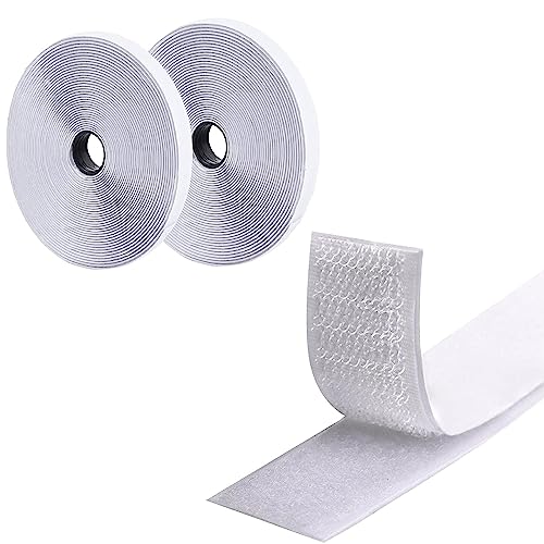 Klettband Selbstklebend 5M×2CM,Klettverschluss Extra Stark Doppelseitig Klebende, Tape Self Adhesive for Fabric,Breit Klebepad Enthält Flauschband und Hakenband für Haushalt,DIY-Weiss von O5O2