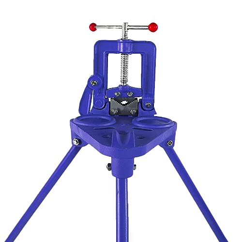 Robuster Rohrschraubstock Mit Dreibein, Öffnungsbereich 0.6-4Inch/0.4-3.1Inch, Geschmiedeter Schraubstock Mit Blauem Joch, Gusseisen-Rohrschraubstock Passend Für Zum Fixieren Von Rohren(Size:2#) von OABIWEGH