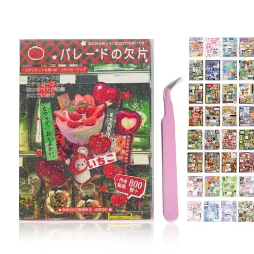 Japanese Manga Style Sticker Book + Tweezer, 45 Pages Japanese Manga Sticker with 800+ Reusable, Creative DIY Handbook Material Decorative Stickers Stickers for Scrapbooking, Journals (1Set-B) von OADAA