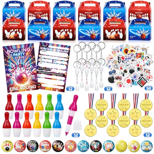 122 Stück Bowling Mitgebsel, Kinder Einladungskarten Einladung, Bowling Mitgebsel Schlüsselbund, Medaillen Bowlingkugelschreiber Aufkleber Buttons Anstecker Geschenkkarton Geburtstag Deko Party Spiel 122 Stück Bowling Mitgebsel, Kinder Einladungskarten Einladung, Bowling Mitgebsel Schlüsselbund, Medaillen Bowlingkugelschreiber Aufkleber Buttons Anstecker Geschenkkarton Geburtstag Deko Party Spiel von OAIDSONL