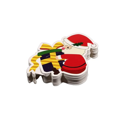 OAIEU 50 Süße Weihnachts-Lolli-Halter, Papierkarten, Weihnachtsmann, Schneemann, Süßigkeiten, Kekse, Schokoladenpapier, Bastelkarten, Deko(Geschenk Alter Mann) von OAIEU