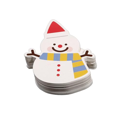 OAIEU 50 Süße Weihnachts-Lolli-Halter, Papierkarten, Weihnachtsmann, Schneemann, Süßigkeiten, Kekse, Schokoladenpapier, Bastelkarten, Deko(Schneemann) von OAIEU
