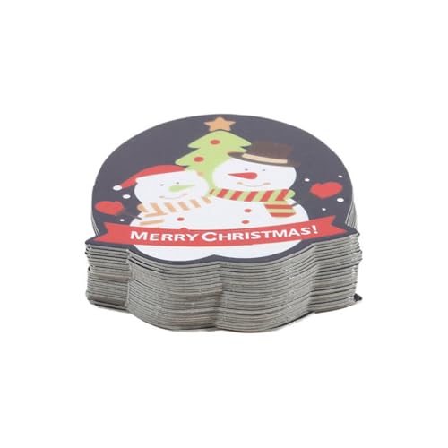 OAIEU 50 Süße Weihnachts-Lolli-Halter, Papierkarten, Weihnachtsmann, Schneemann, Süßigkeiten, Kekse, Schokoladenpapier, Bastelkarten, Deko(Schneemann Auf Blauem Hintergrund) von OAIEU