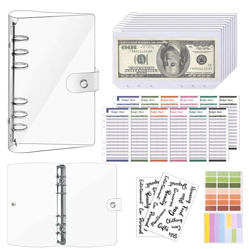 OAIEU Transparenter A6-Budgetordner, Runder 6-Ring-Planer, Nachfüllbarer Notizbuch-Ordner Für Schule, Reisen Und Büro(Transparente Farbe) von OAIEU
