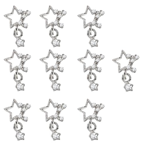 10x/Set Star Nails Charme Baumeln Sternnägel Kunst Charme Schöne 3D Strassstar Nails Charm Nails Dekorationen von OAJABBGE