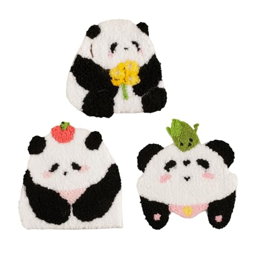 3 PCs Bestickte Flecken Cartoon Panda Nähflecken Eisen Auf Flecken Applikationen Flecken Auf Flecken Für Kleidertaschen Nähen von OAJABBGE
