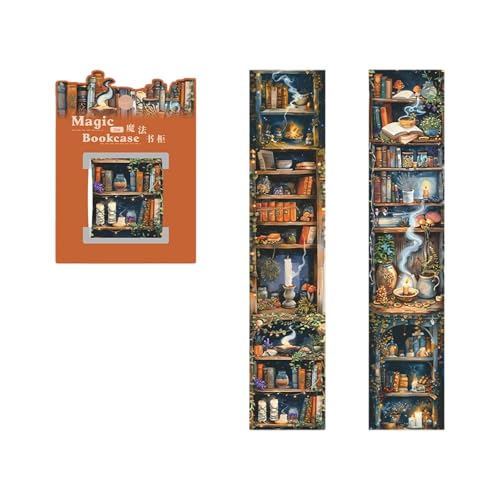6Rolls Bookshelf Theme Dekoratives Band 40mmx2 Mc Scrapbooking Dekoration Aufkleber Für Journal Planer Notebook Wickeln Magischer Bücherregal Themenaufkleber von OAJABBGE