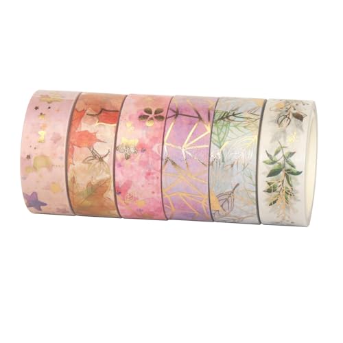 OAJABBGE 6 Rollen Gold Folie Washis Tape Dekorative Klebeband Blumen Crafting Tape Bastelmittel Für Zeitschriften Scrapbooking Verpackung OAJABBGE 6 Rollen Gold Folie Washis Tape Dekorative Klebeband Blumen Crafting Tape Bastelmittel Für Zeitschriften Scrapbooking Verpackung von OAJABBGE