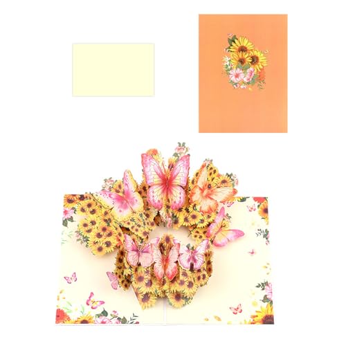 OAJABBGE Delicate 3D Popup Grußkarte Elegante 3D Blumen Und Schmetterlingsgrußkarte Stylish Paper Card Für Segen von OAJABBGE