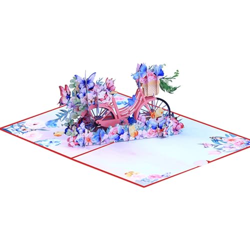 OAJABBGE Elegant 3D Popup Grußkarte Festival 3D Schmetterlings Und Blumenfahrradkartengrußkarte Für Hochzeitswünsche von OAJABBGE