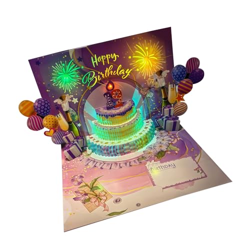 OAJABBGE Musical Happy Birthday Card Mit Licht Und Ton Leuchten Begrüßungskarten Musikeffekt Für Kinder Erwachsene LED Leuchten Begrüßung von OAJABBGE