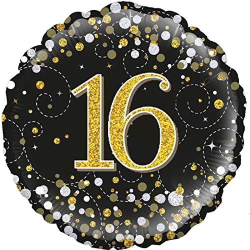 210441 Folienballon Sparkling Fizz Schwarz & Gold 16 45,7 cm rund P1 von OAKTREE