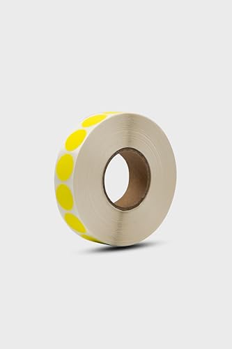 OAKWOOD Schusspflaster & Punktetiketten rund | Ø19mm – 2.000 Stück in Spenderbox | Schwarz, Weiß, Gold, Silber, Neongelb | Markierungspunkte für Sport, Büro, Kalender, Organisation (Neongelb) von OAKWOOD