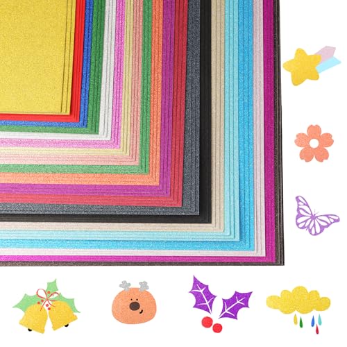 OALEN 60 Blatt Glitzer-Karton, 30,5 x 30,5 cm, 20 verschiedene Farben, Konstruktionspapier, 250 g/m², Druckerpapier, Scrapbooking-Zubehör für Cricut, Handwerk und Heimwerker, Geburtstag, Hochzeit OALEN 60 Blatt Glitzer-Karton, 30,5 x 30,5 cm, 20 verschiedene Farben, Konstruktionspapier, 250 g/m², Druckerpapier, Scrapbooking-Zubehör für Cricut, Handwerk und Heimwerker, Geburtstag, Hochzeit von OALEN