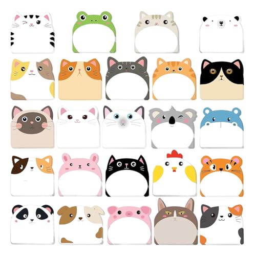 24 Cartoon Animal Sticky Notes, Niedliches Briefpapier, Kreatives Styling Sticky Notes, Selbstklebende Notizbilder, Büro- Und Schulmaterial. von OAOSDH