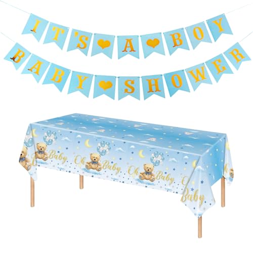 OAOSDH 1 Stück Cartoon Bear Tischdecke Und 1 Stück Banner, Baby -Partyzubehör, Party -Szenen -Arrangement, Partydekorationen. von OAOSDH