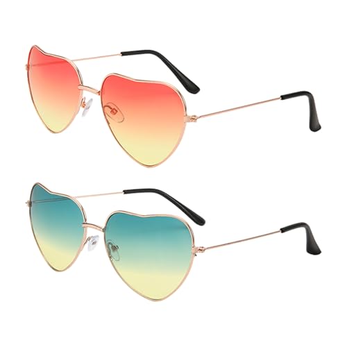 OAOSDH 2 Stücke Mit Herzförmiger Brille, Stilvolle Sonnenbrille Für Frauen, Kreative Requisiten Für Kreative Metall Sonnenschatten, Party-Kleidungszubehör. von OAOSDH