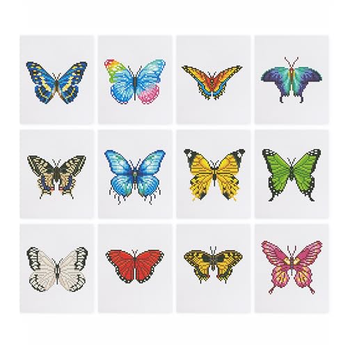 OAREN 12 Stück Schmetterlinge Mini Diamond Painting Erwachsene,Diamant Painting Kleine Bilder Set，DIY Diamantmalerei Basteln Bilder Arts Als Geschenk für Basteln Erwachsene Home Decor 15X18cm von OAREN