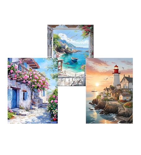 OAREN 3 Pcs Landschaft Diamond Painting Erwachsene,Diamant Painting Bilder,Diamants Painting Erwachsene Für Home Wand Decor,Frauen Geschenk. (Landschaft) von OAREN