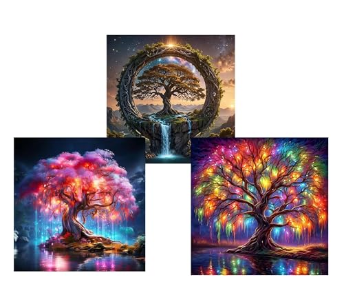 OAREN 3 Pcs Nature Diamond Painting Erwachsene,Diamant Painting Bilder,Diamants Painting Erwachsene Für Home Wand Decor,Frauen Geschenk. (Baum des Lebens) von OAREN