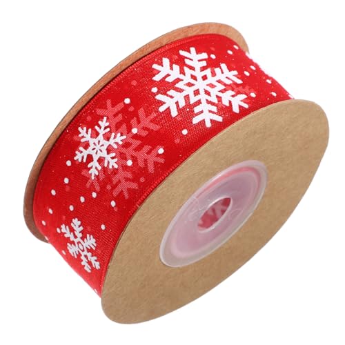 OATIPHO 1 Rolle Weihnachtsschneeflake -band Wickeln Party Spitze Weihnachten Dekorationen Elch Verpackung Verdrahtetes Band Winterurlaubsband Zierband Winterbänder Schneeband Rot Polyester von OATIPHO