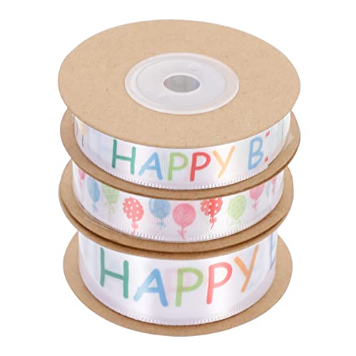 OATIPHO 1 Satz Geburtstagsband Dekoratives Geschenkband Für Feierlichkeiten Für Kuchenverpackungen Haarschleifen Und Partydesigns 3rollen von OATIPHO