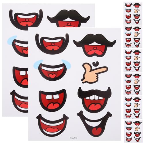 OATIPHO 10 Blätter Lustige Mund Aufkleber, witzige Sticker für Kinder, Fotokabinen-Requisiten, DIY selbstklebend für basteln Deko Scrapbooking von OATIPHO