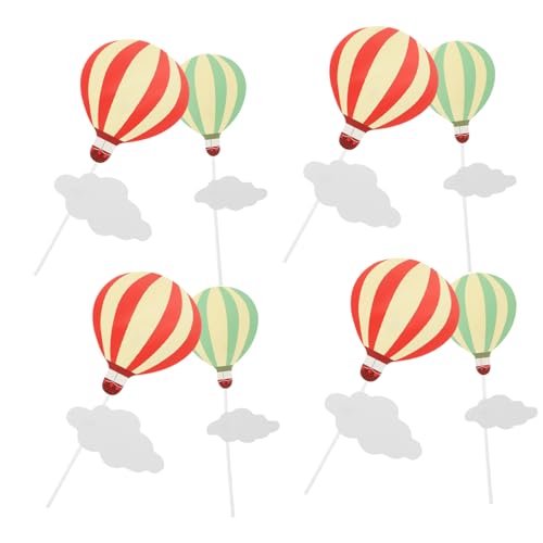 OATIPHO 10 Paare Cupcake-Dekoration Hochzeitsballons Topper für die Party Papierbecher Luftballons Kuchendeckel Cupcake-Topper-Picks groß Zylinder Requisiten schmücken Baby Heißluftballon von OATIPHO