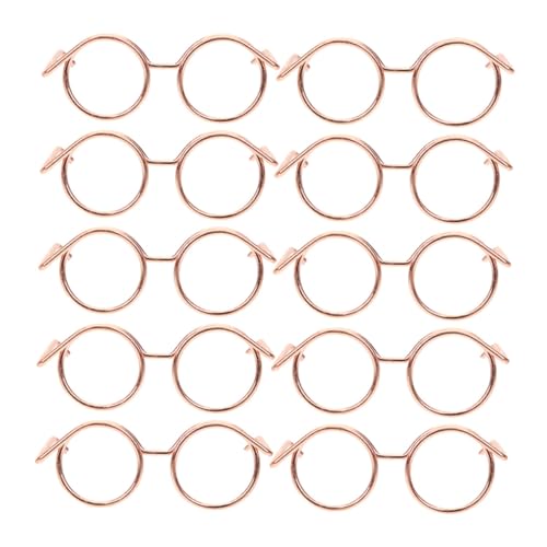 OATIPHO 10st Puppenzubehör Mini-gläser Zum Basteln Puppenbrillen Umrandete Puppenbrille Dekorative Glasdekore Brillen Zum Anziehen Der Puppe Lustige Brillendekore Puppe Mini-Brille Metall von OATIPHO