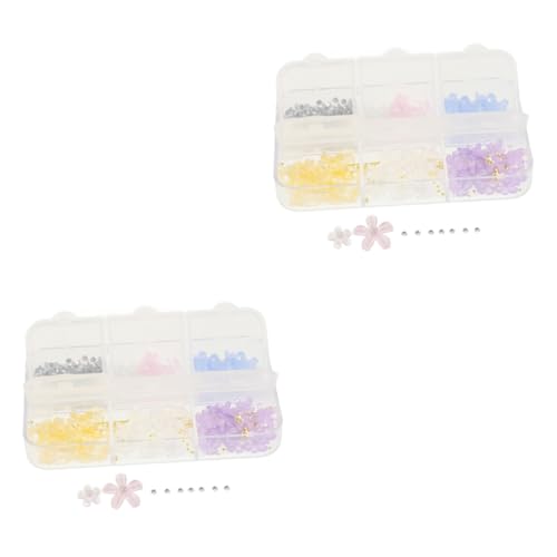 OATIPHO 2 Boxen Strassnagelschmuck Nagelsteine Farbe Maniküre DIY Nail-Art-Stollen Trendy bunt DIY -Nageldekoration Nagel -Strass -Blumenanhänger Blumenanhänger für Nägel Plastik von OATIPHO