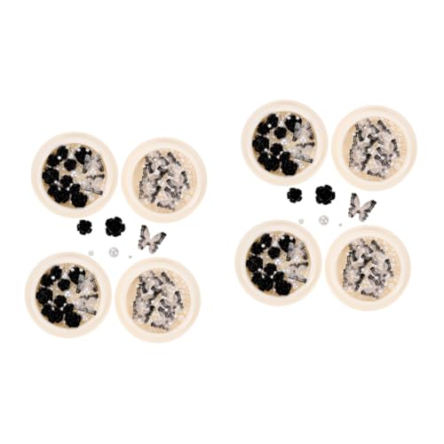 OATIPHO 2 Sätze Schwarze Kamelie Strass Charm Kristalle Kleber Nagel Schwarz Strass Dekoration Perlen Harz 4Boxen*2 von OATIPHO