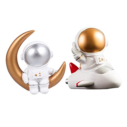 OATIPHO 2st Astronauten-ornamente Astronauten-dekor Raumfahrer Cupcake-topper Astronautenspielzeug Astronautenstatue Astronauten-skulptur Bürotischdekoration Bücherregal Harz Pappbecher von OATIPHO
