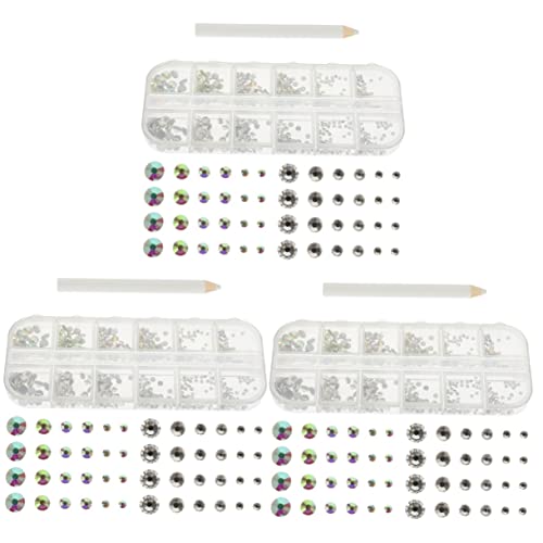 OATIPHO 3 Sätze Flatboden -diamantnagelschmuck Nagel Edelsteine Uv Polieren Maniküre Nägel Wohnung Charms Für Nagelzubehör Flache Strasssteine ​​zum Basteln Kunst Glas von OATIPHO