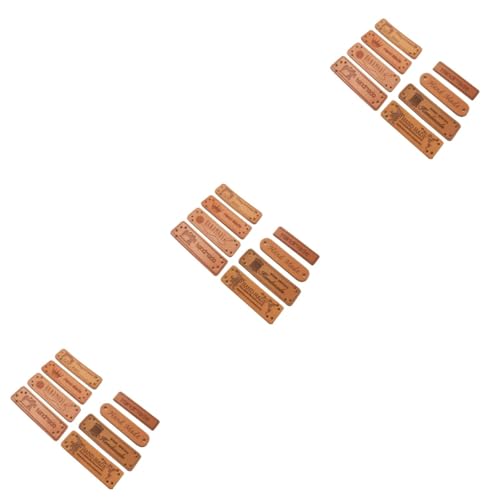 OATIPHO 3 Sätze Teiliges Pu Lederetiketten Für Diy Projekte Handgefertigte Perforierte Etiketten Für Kleidung Hüte Und Taschen Zufällige Designs Für Kreative Bastelarbeiten 32 Stück * 3 von OATIPHO