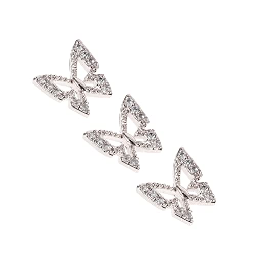 OATIPHO 3 Stück Teiliges Nagelkunst Dekorationsset Schmetterling Designs für Diy Nail Art für Zuhause Glänzende Strasssteine Silberfarbene Ornamente für Maniküren von OATIPHO