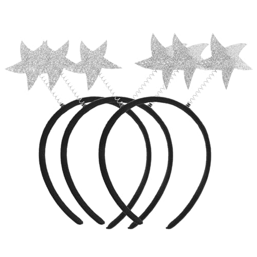 OATIPHO 3-Teiliges Haarband Mit Sternen Glitzer-Haarreifen Süßes Party-Stirnband Kopfbedeckung Für Geburtstags- Und Hochzeitsfeiern Für Frauen Und Mädchen (Silber) von OATIPHO