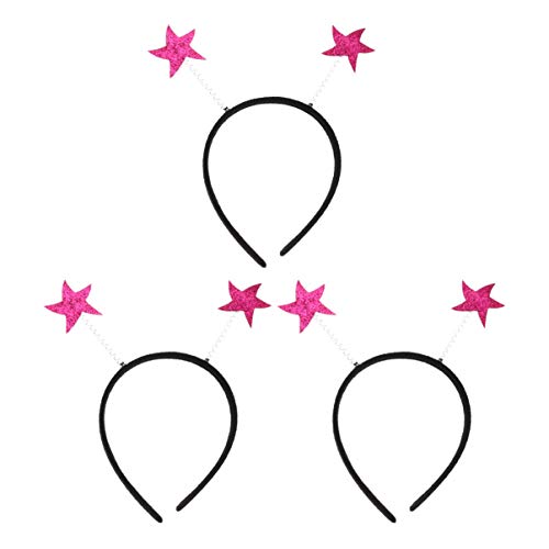 OATIPHO 3-Teiliges Stern-Haarband Glitzer-Haarreifen Süßes Party-Stirnband Geburtstags- Hochzeits- Und Party-Kopfbedeckung Für Frauen Und Mädchen (Rosa) von OATIPHO