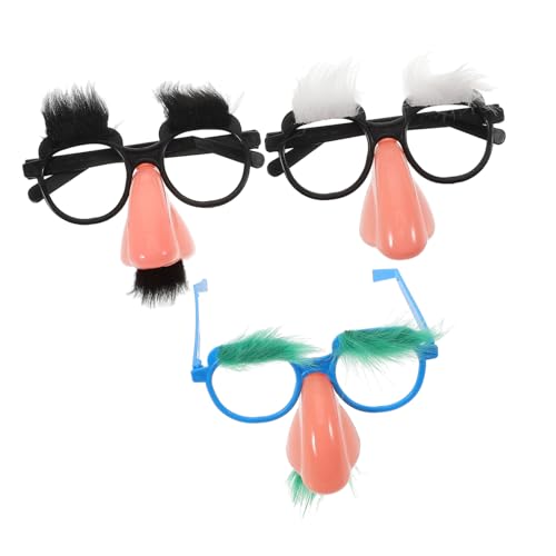 OATIPHO 3st Lustige Requisitenbrille Lustige Nasenbrille Neuheitsbrille Lustige Brillen-Foto-Requisiten Clown-Brille Weihnachtsfeier Blöde Plastik von OATIPHO